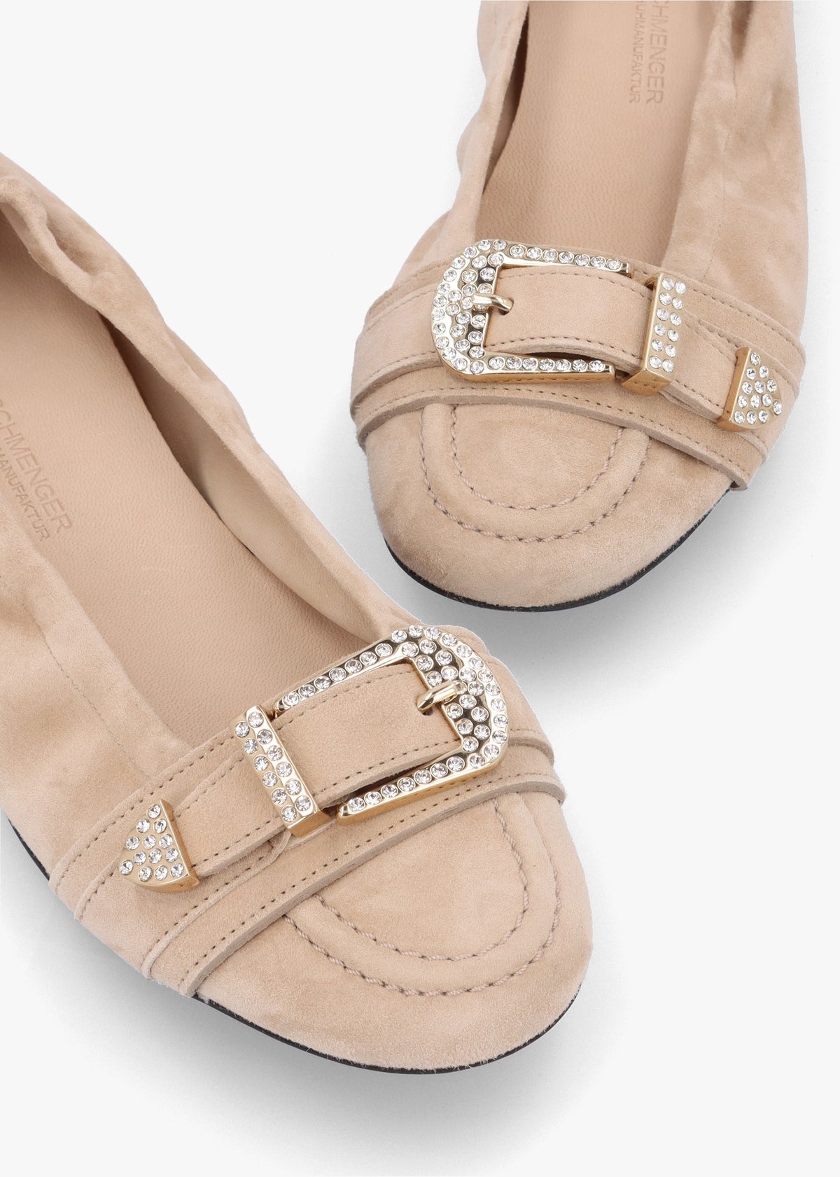Malu Buckle Mohair Crystal Suede Ballet Pumps