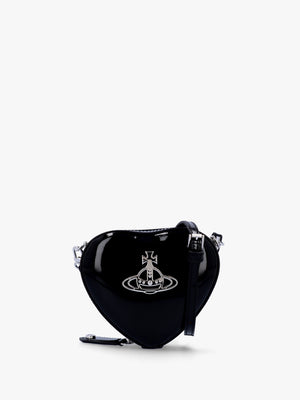 Mini Heart Black Shiny Patent Leather Cross-Body Bag