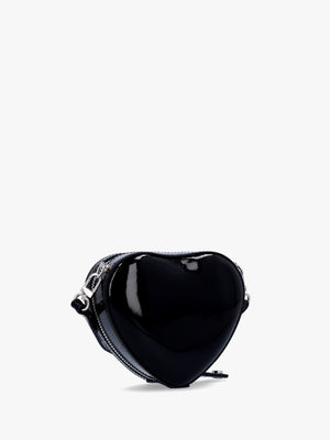 Mini Heart Black Shiny Patent Leather Cross-Body Bag