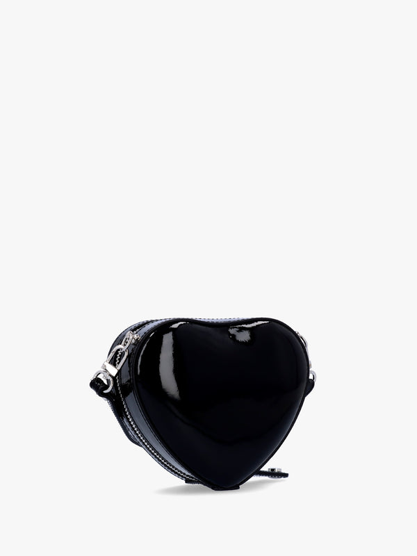 Mini Heart Black Shiny Patent Leather Cross-Body Bag