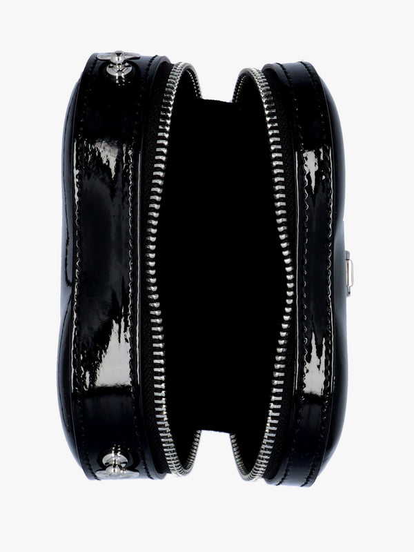 Mini Heart Black Shiny Patent Leather Cross-Body Bag