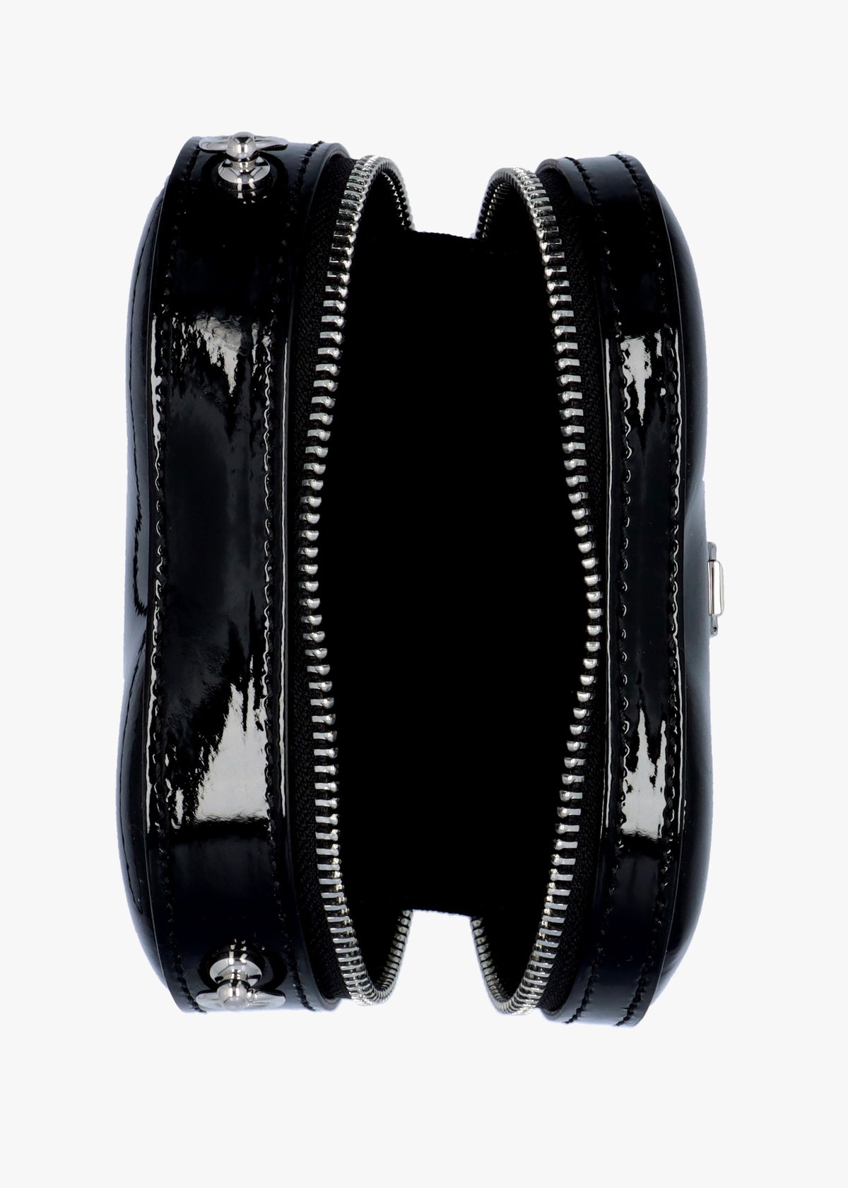 Mini Heart Black Shiny Patent Leather Cross-Body Bag