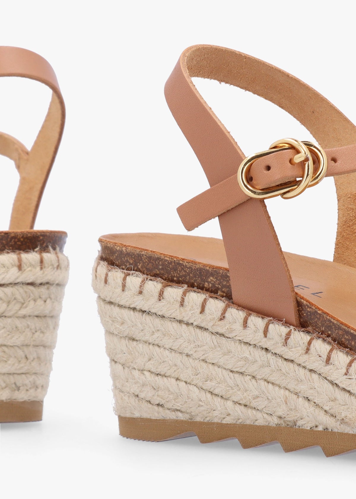 Iknot Diamante Knot Tan Leather Low Wedge Sandals