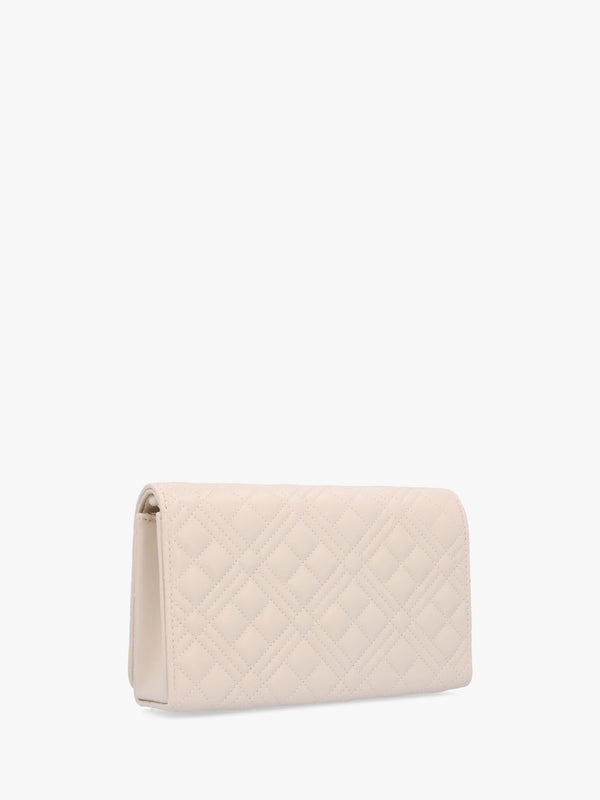 Diamond Quilt Flapover Avorio Cross-Body Bag