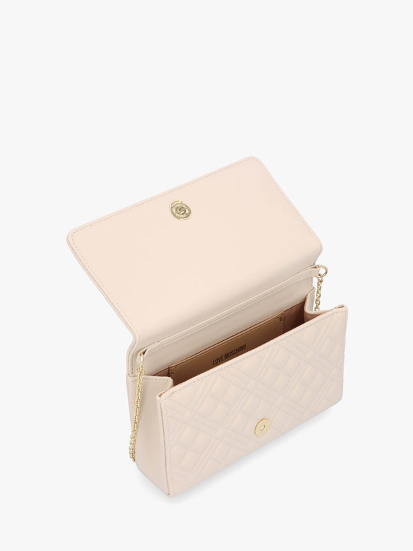 Diamond Quilt Flapover Avorio Cross-Body Bag