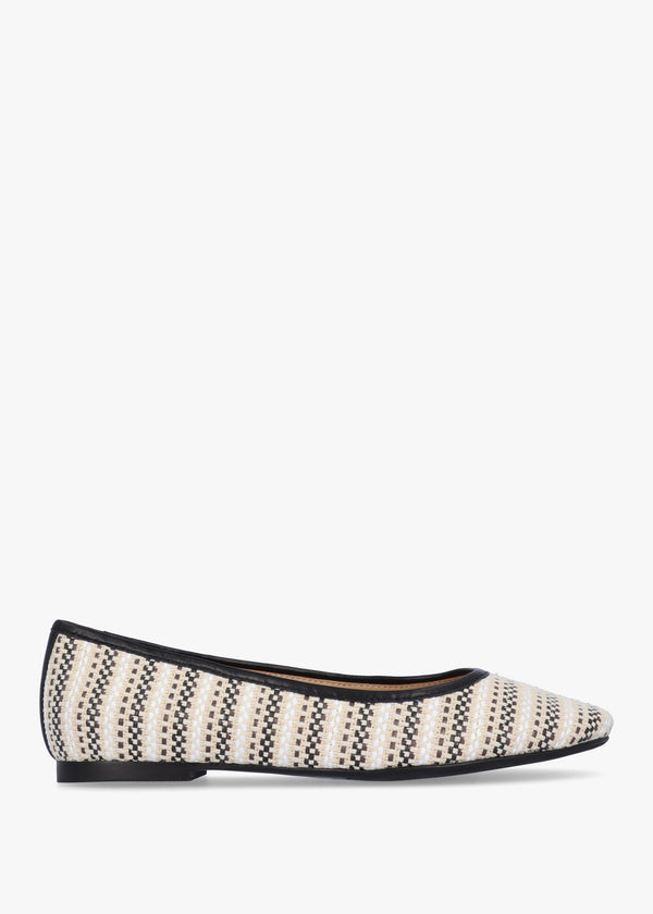 Sally Beige Textile Woven Ballet Pumps