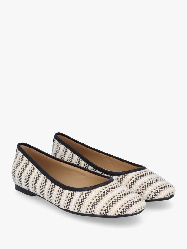 Sally Beige Textile Woven Ballet Pumps