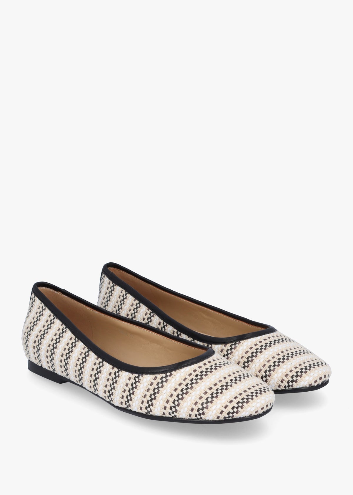 Sally Beige Textile Woven Ballet Pumps