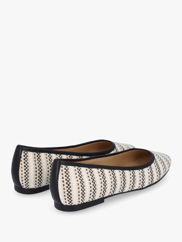 Sally Beige Textile Woven Ballet Pumps