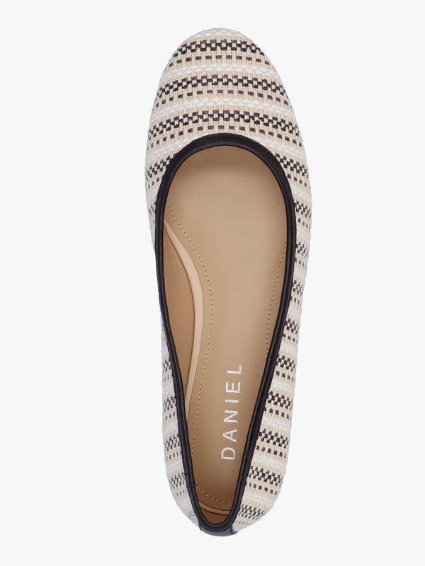 Sally Beige Textile Woven Ballet Pumps