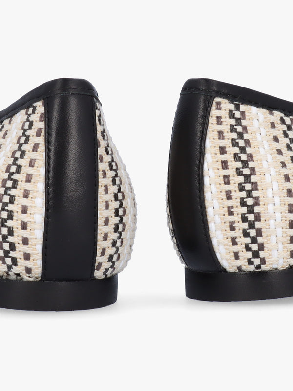 Sally Beige Textile Woven Ballet Pumps