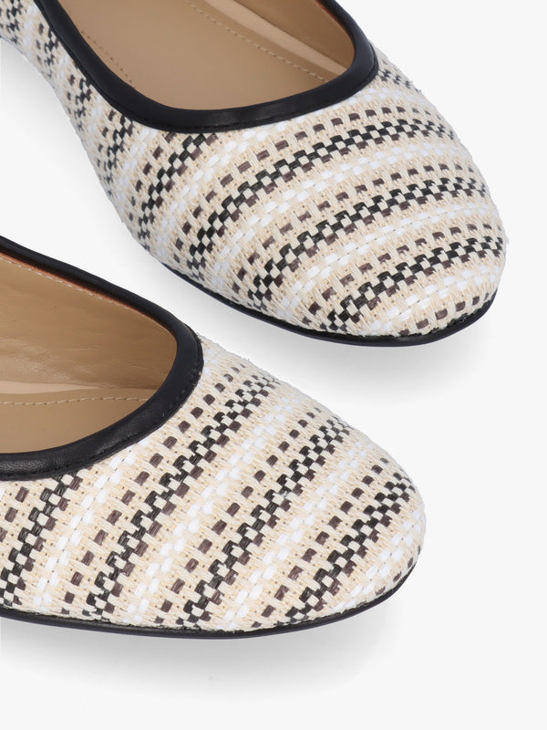 Sally Beige Textile Woven Ballet Pumps