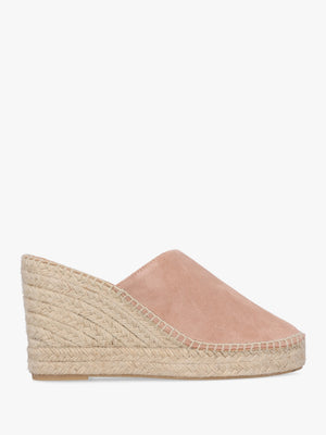 Kris Nude Suede Wedge Espadrille Mules