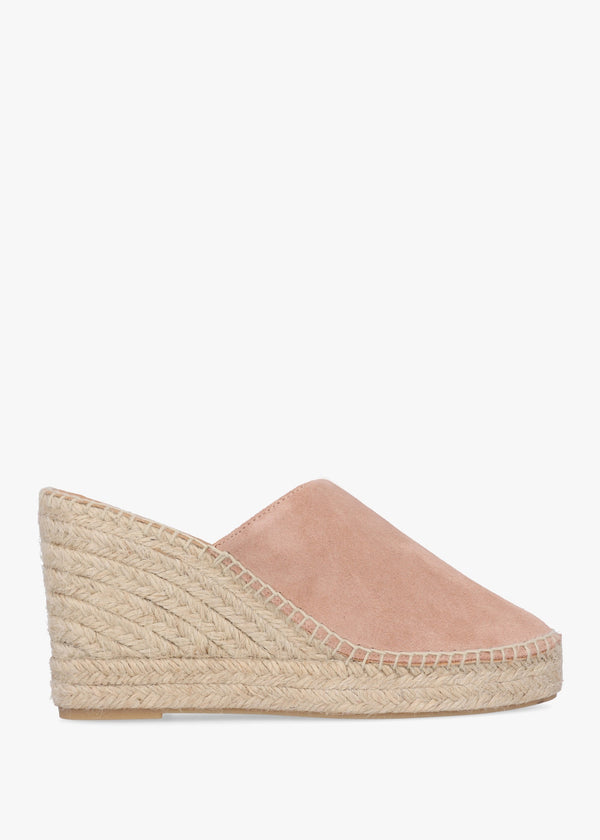 Kris Nude Suede Wedge Espadrille Mules