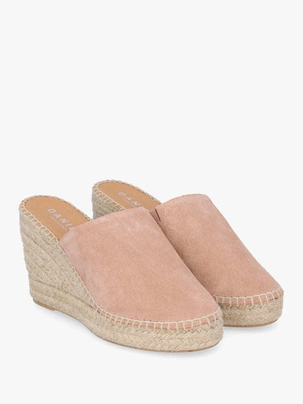 Kris Nude Suede Wedge Espadrille Mules