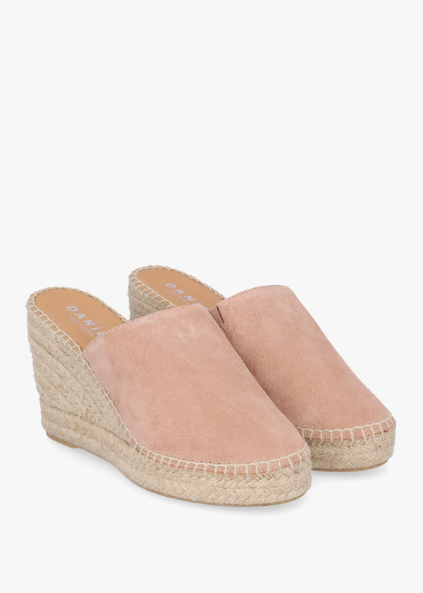 Kris Nude Suede Wedge Espadrille Mules