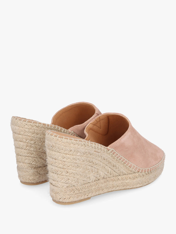Kris Nude Suede Wedge Espadrille Mules