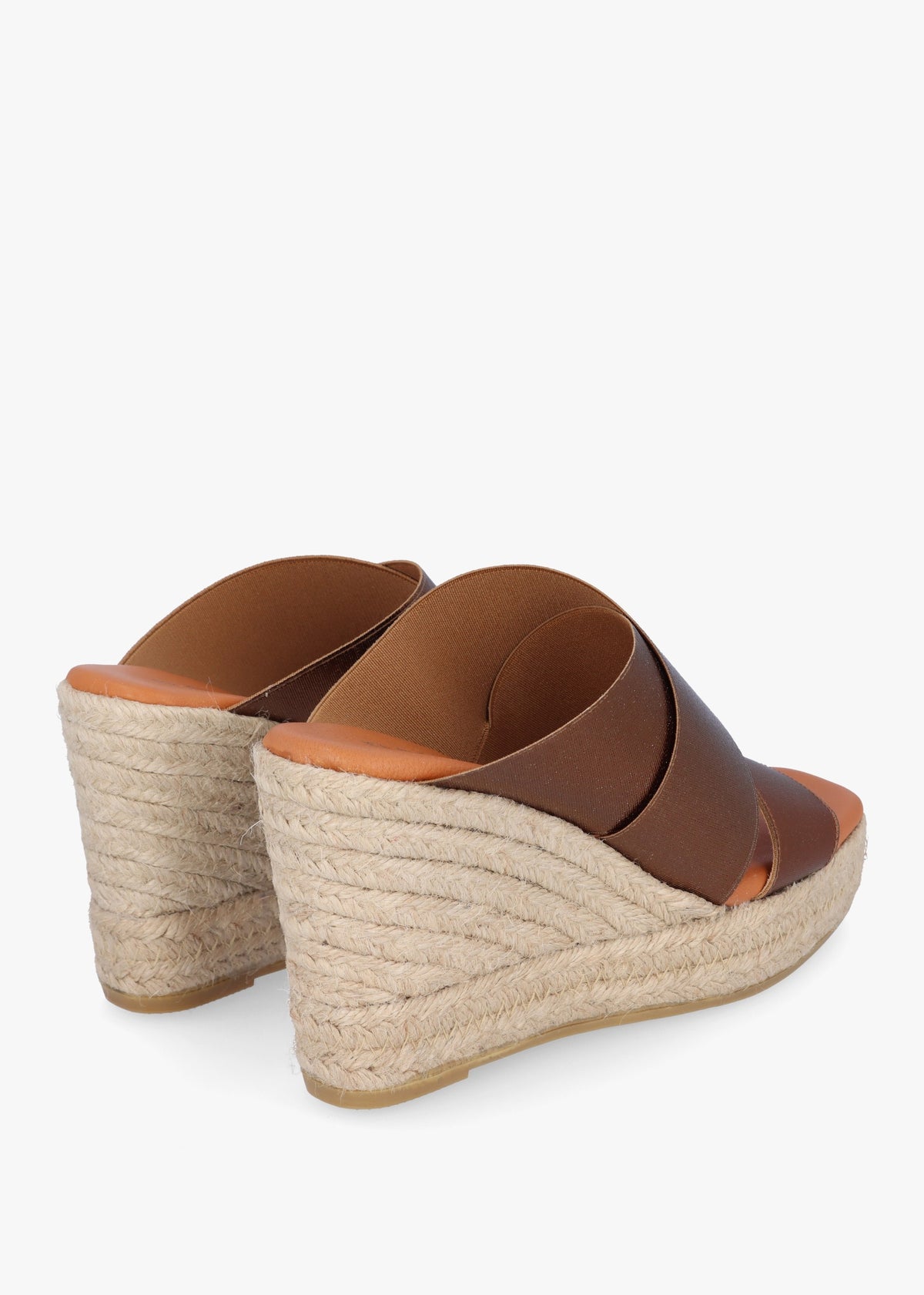 Khloe Bronze Cross Strap Wedge Espadrille Mules
