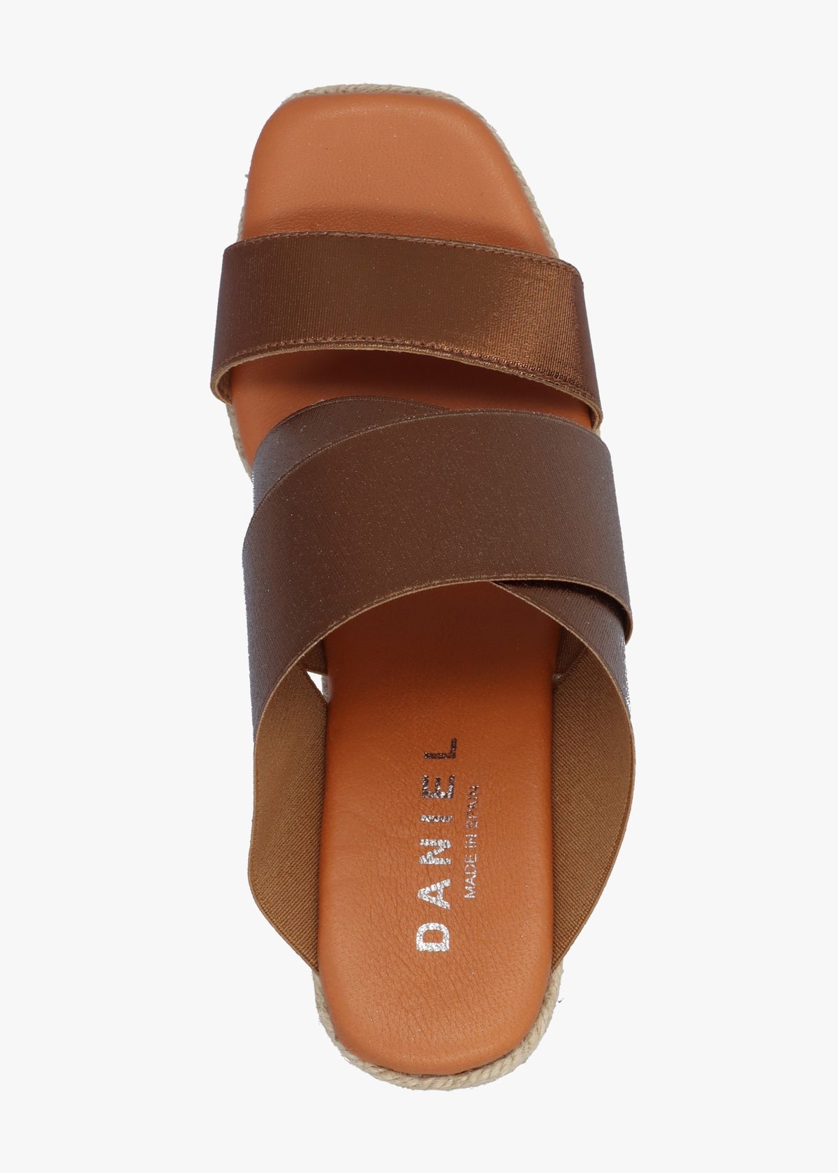 Khloe Bronze Cross Strap Wedge Espadrille Mules