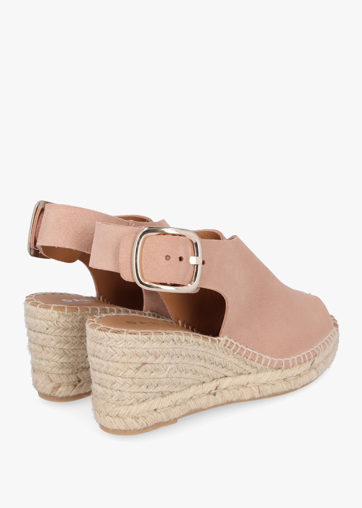Kathie Nude Suede Peep Toe Sling Back Wedge Espadrilles