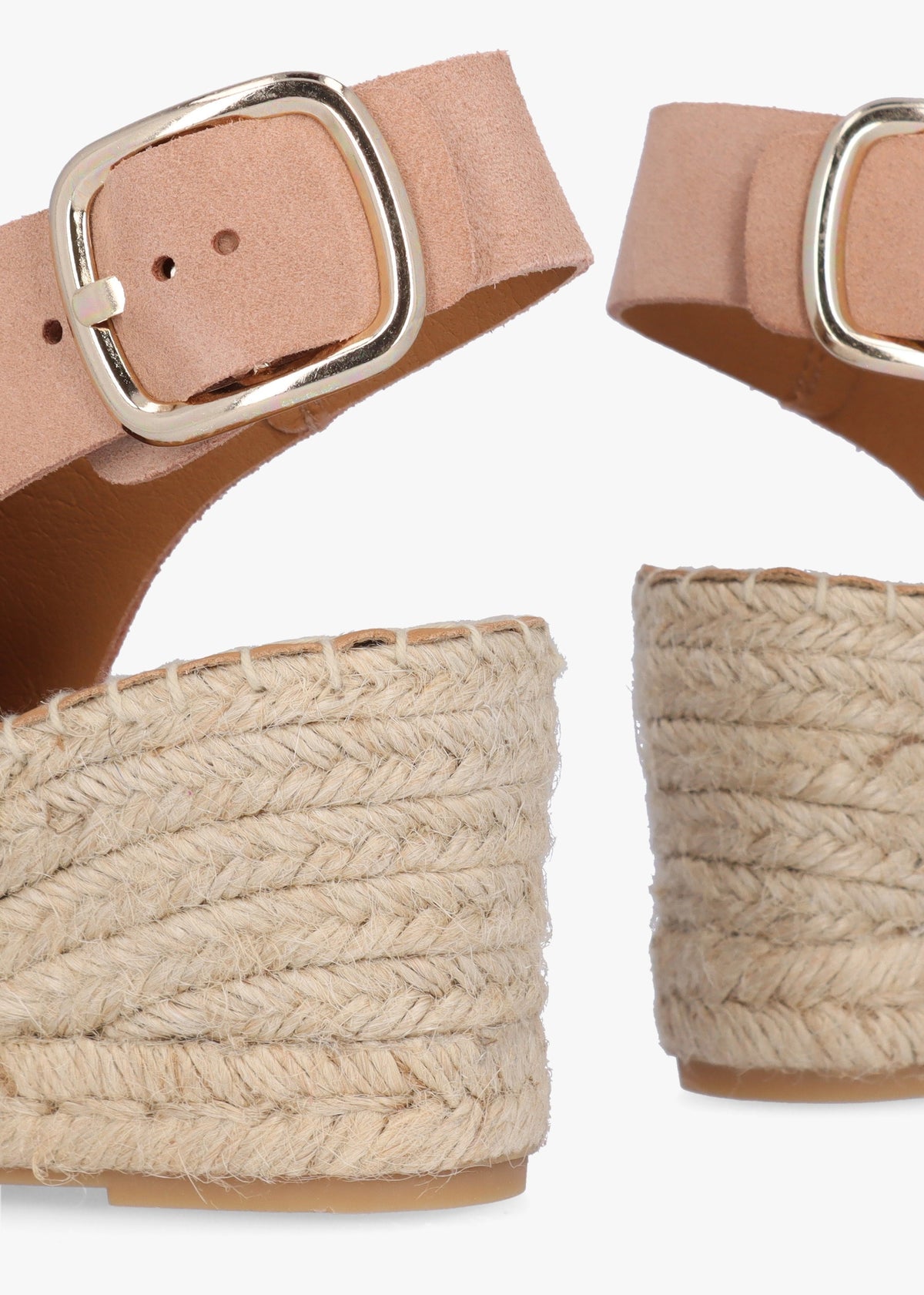 Kathie Nude Suede Peep Toe Sling Back Wedge Espadrilles