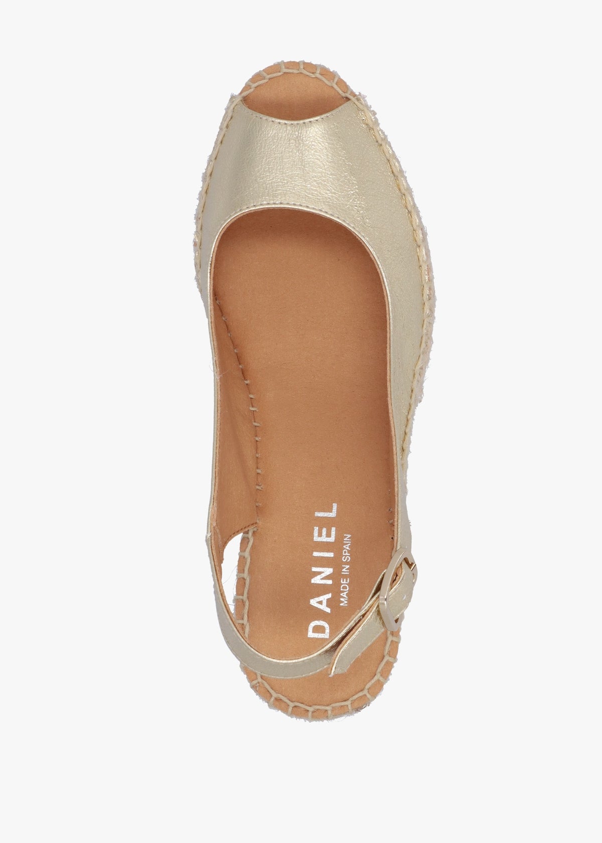 Kate Gold Leather Peep Toe Wedge Espadrilles