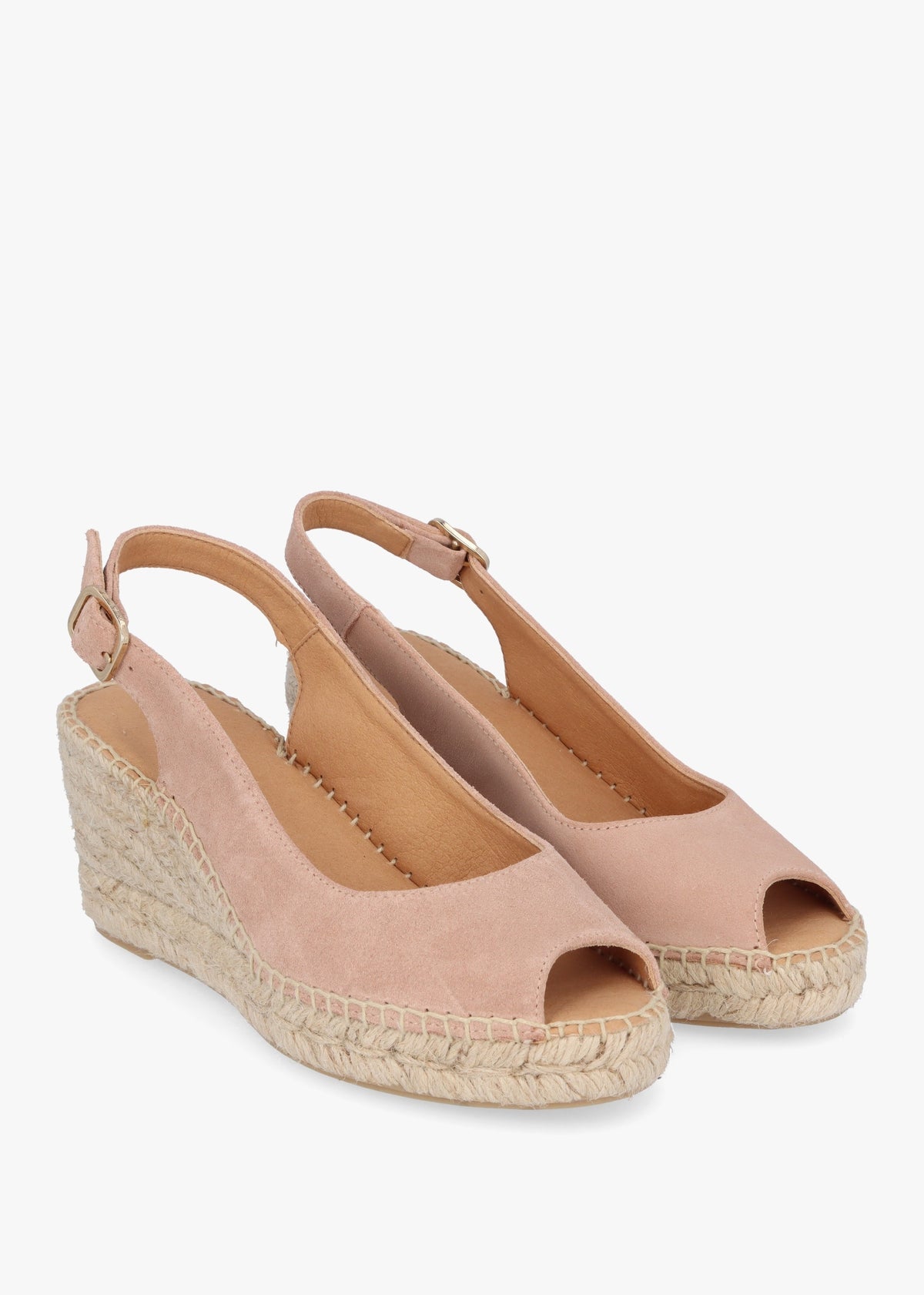 Kate Nude Suede Peep Toe Wedge Espadrilles