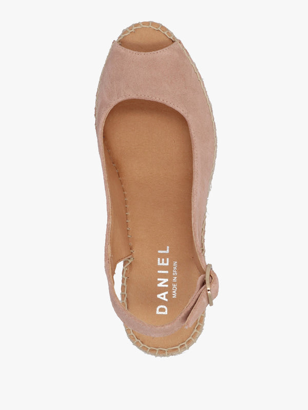 Kate Nude Suede Peep Toe Wedge Espadrilles