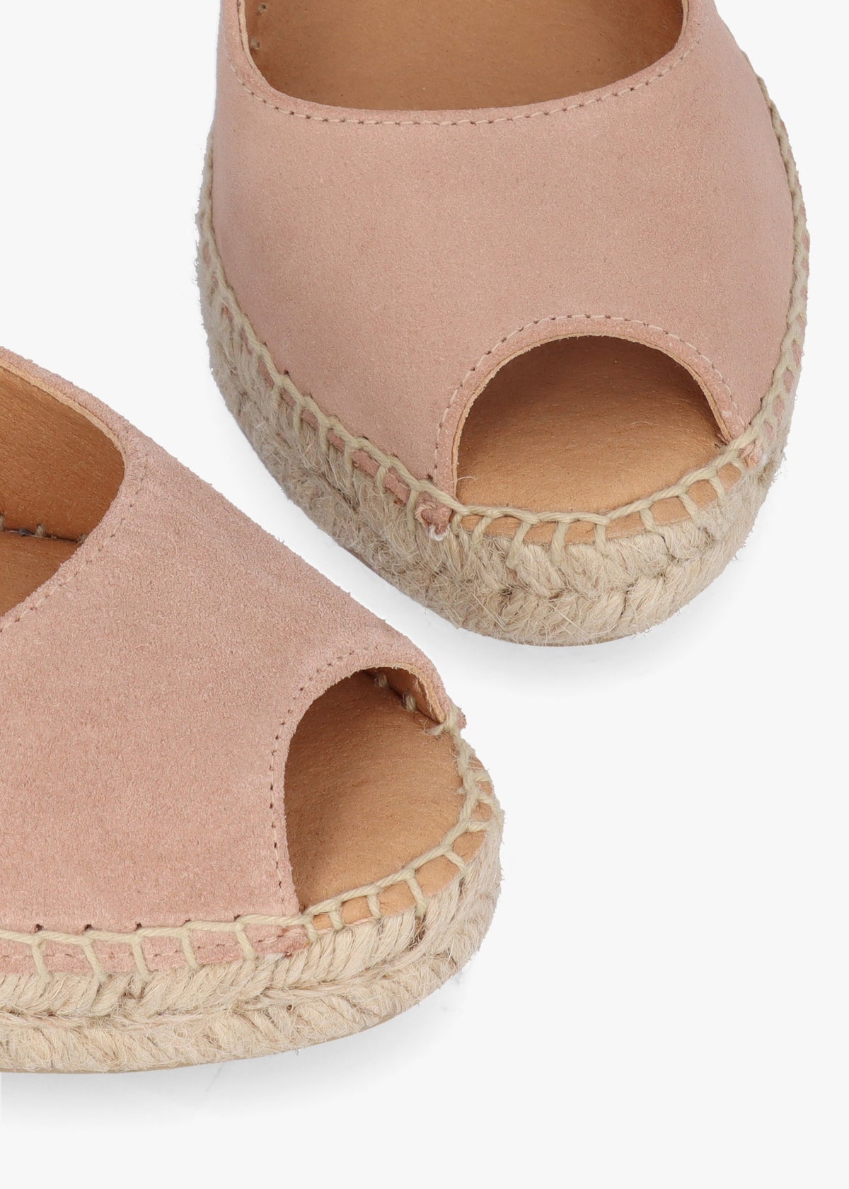 Kate Nude Suede Peep Toe Wedge Espadrilles