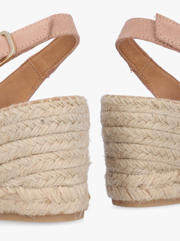 Kate Nude Suede Peep Toe Wedge Espadrilles