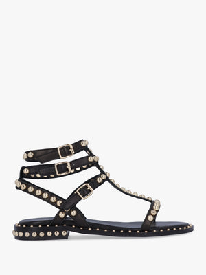 Eternal Black Leather Studded Gladiator Sandals