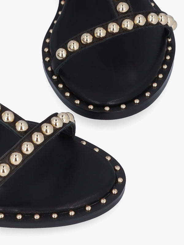 Eternal Black Leather Studded Gladiator Sandals