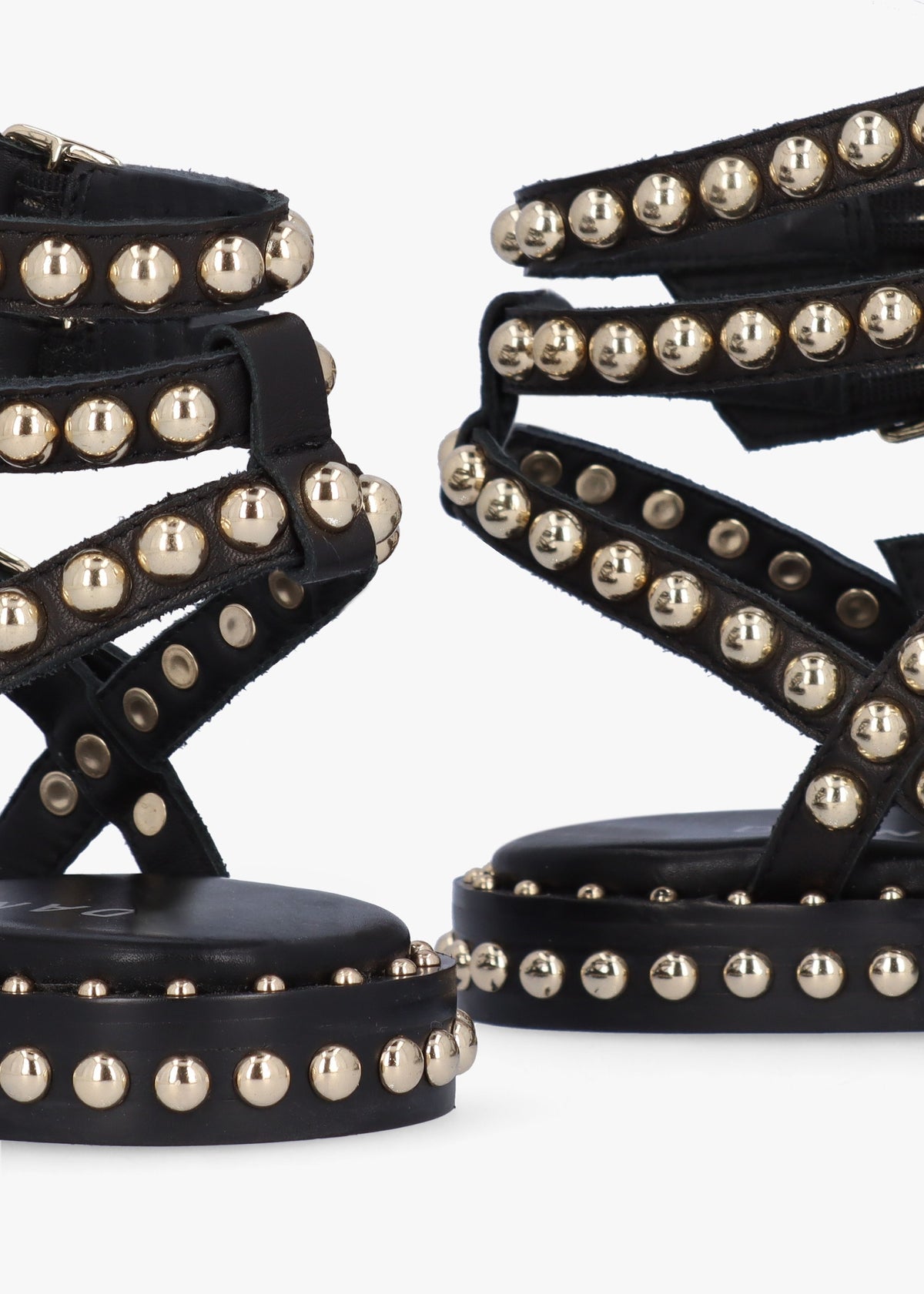 Eternal Black Leather Studded Gladiator Sandals
