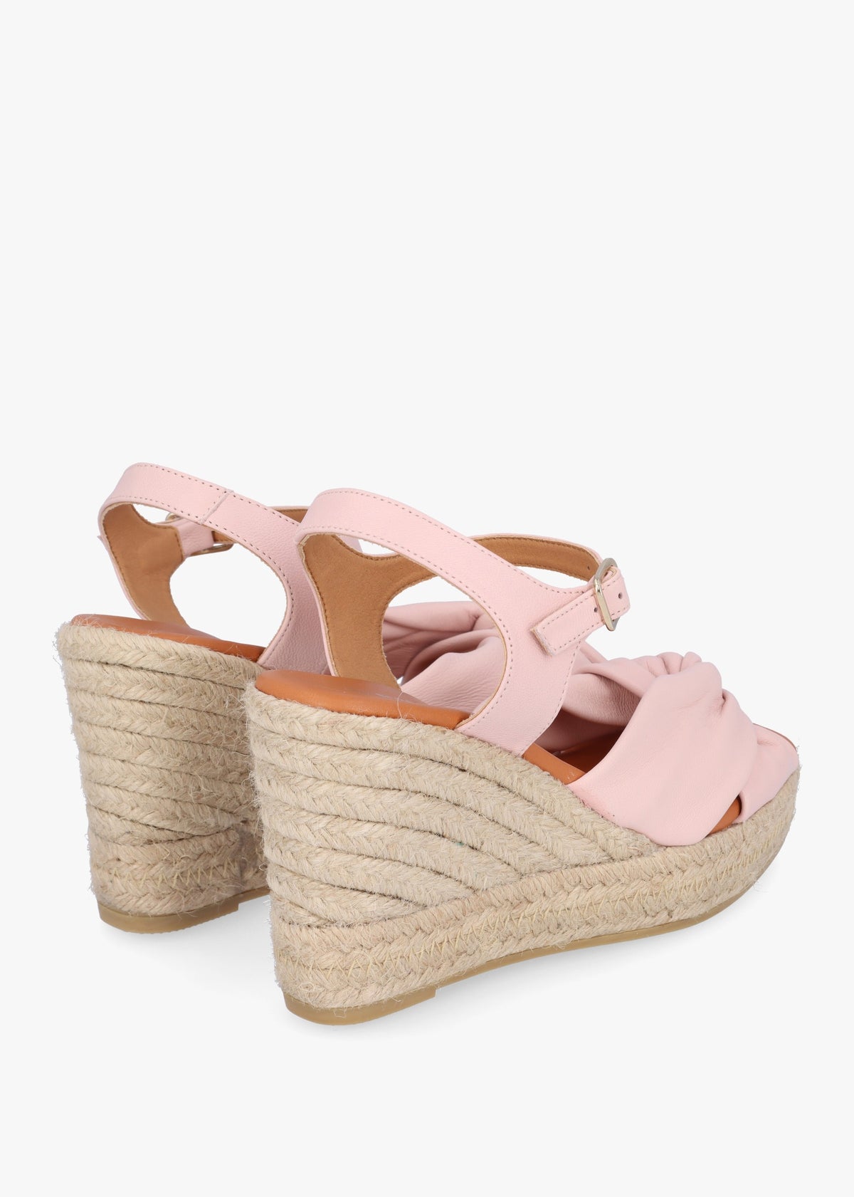 Kimberly Pink Leather Knotted Wedge Espadrille Sandals