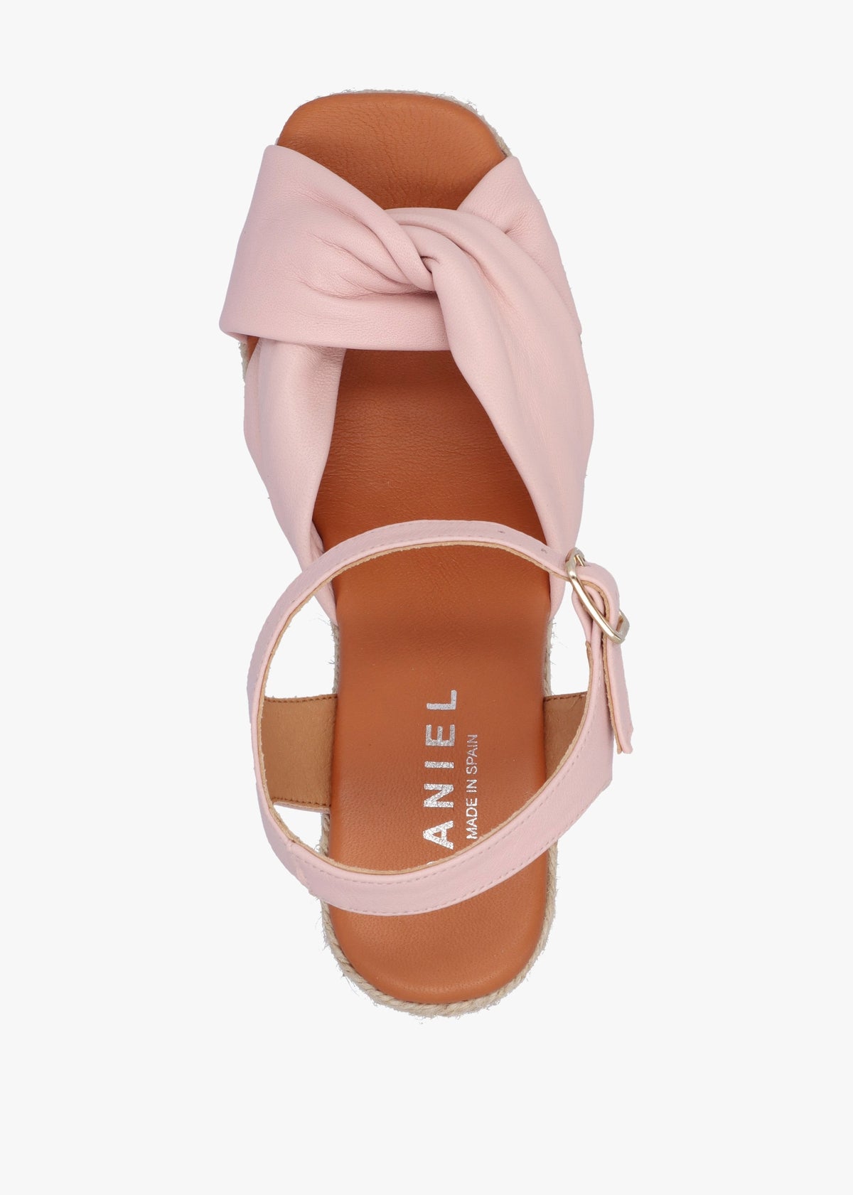 Kimberly Pink Leather Knotted Wedge Espadrille Sandals