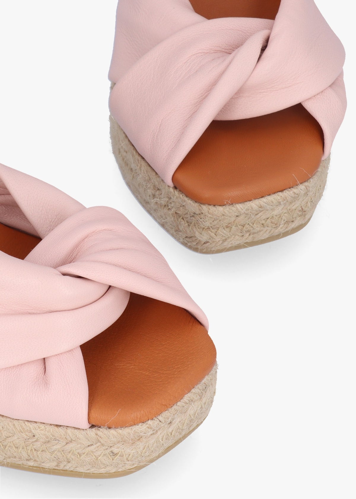 Kimberly Pink Leather Knotted Wedge Espadrille Sandals