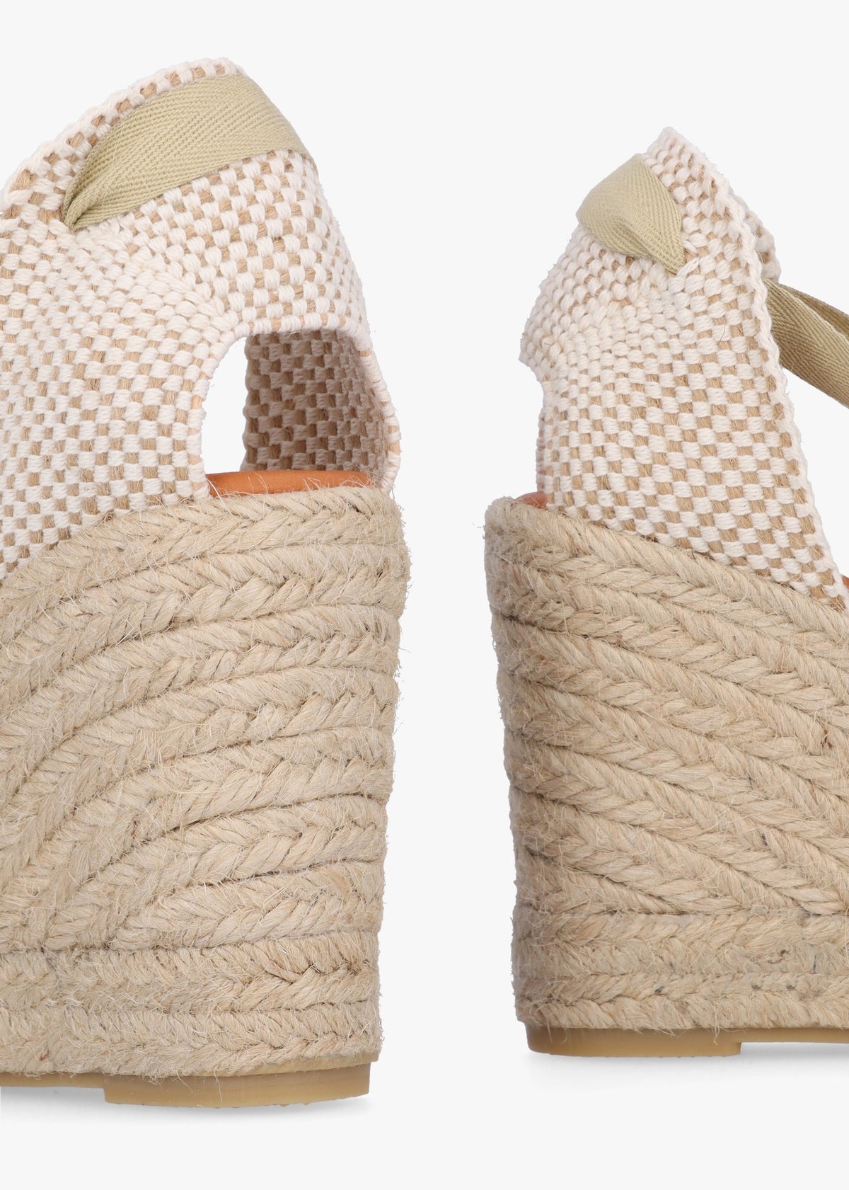 Kendall Beige Textile Gold Leather Toe Cap Wedge Espadrilles