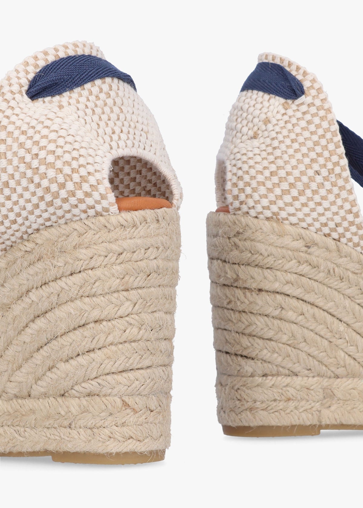 Kendall White Leather Toe Cap Wedge Espadrilles