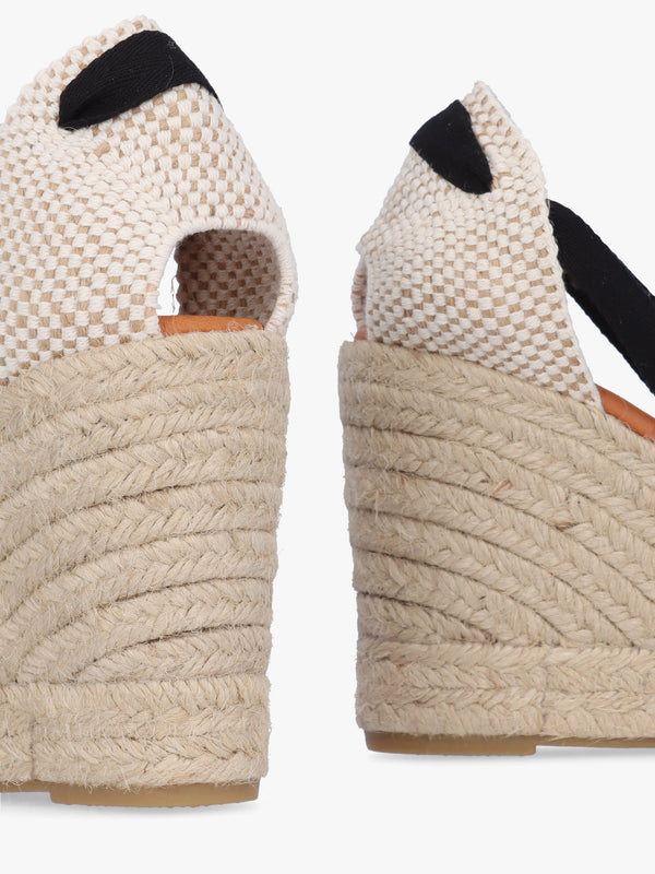 Kendall Beige Leather Toe Cap Wedge Espadrilles