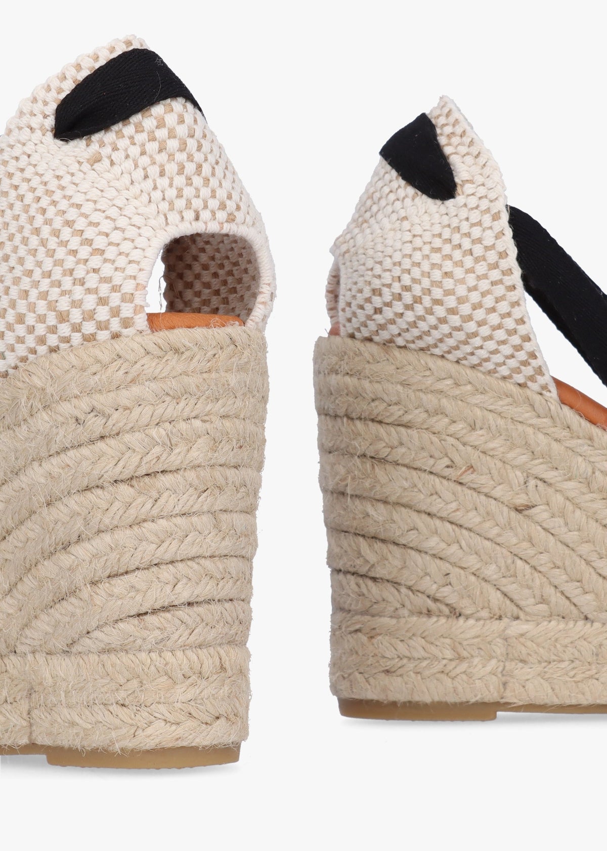 Kendall Beige Leather Toe Cap Wedge Espadrilles