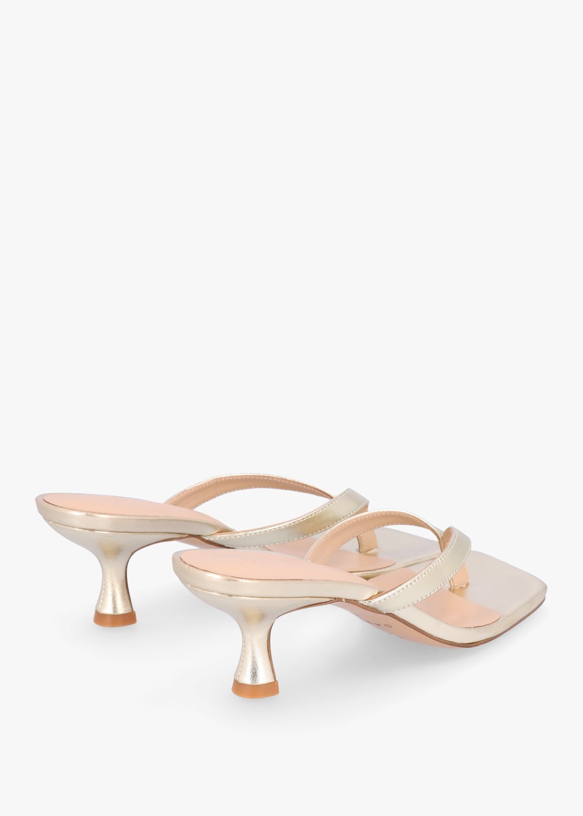 Eden Gold Leather Toe Post Kitten Heel Sandals