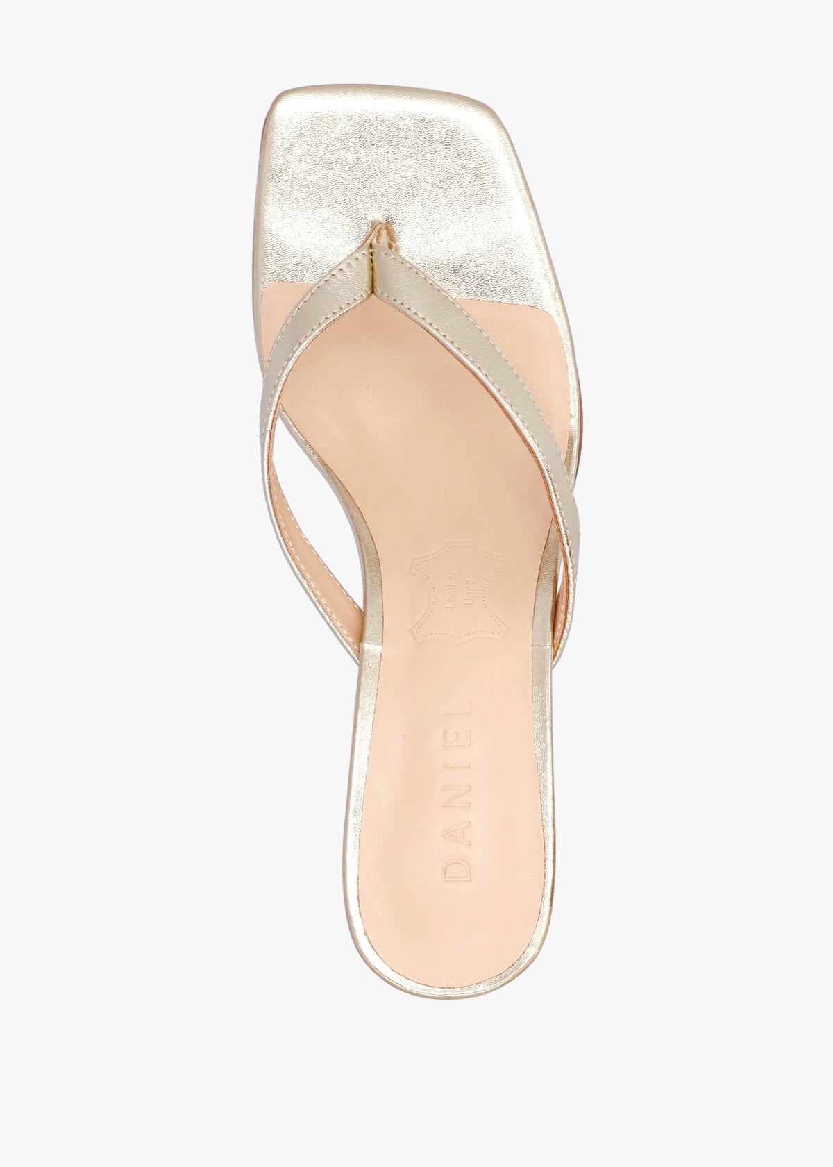 Eden Gold Leather Toe Post Kitten Heel Sandals