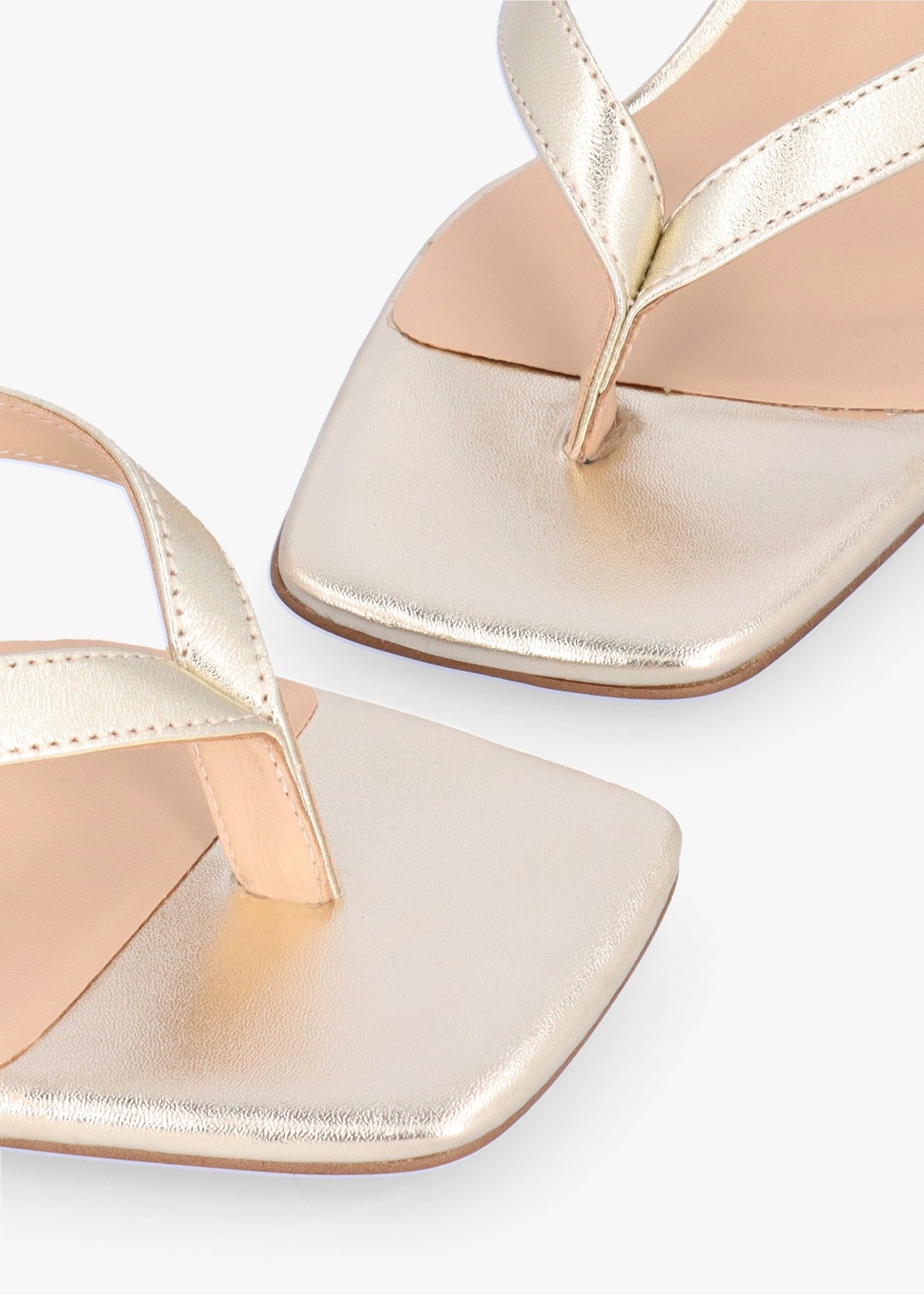 Eden Gold Leather Toe Post Kitten Heel Sandals