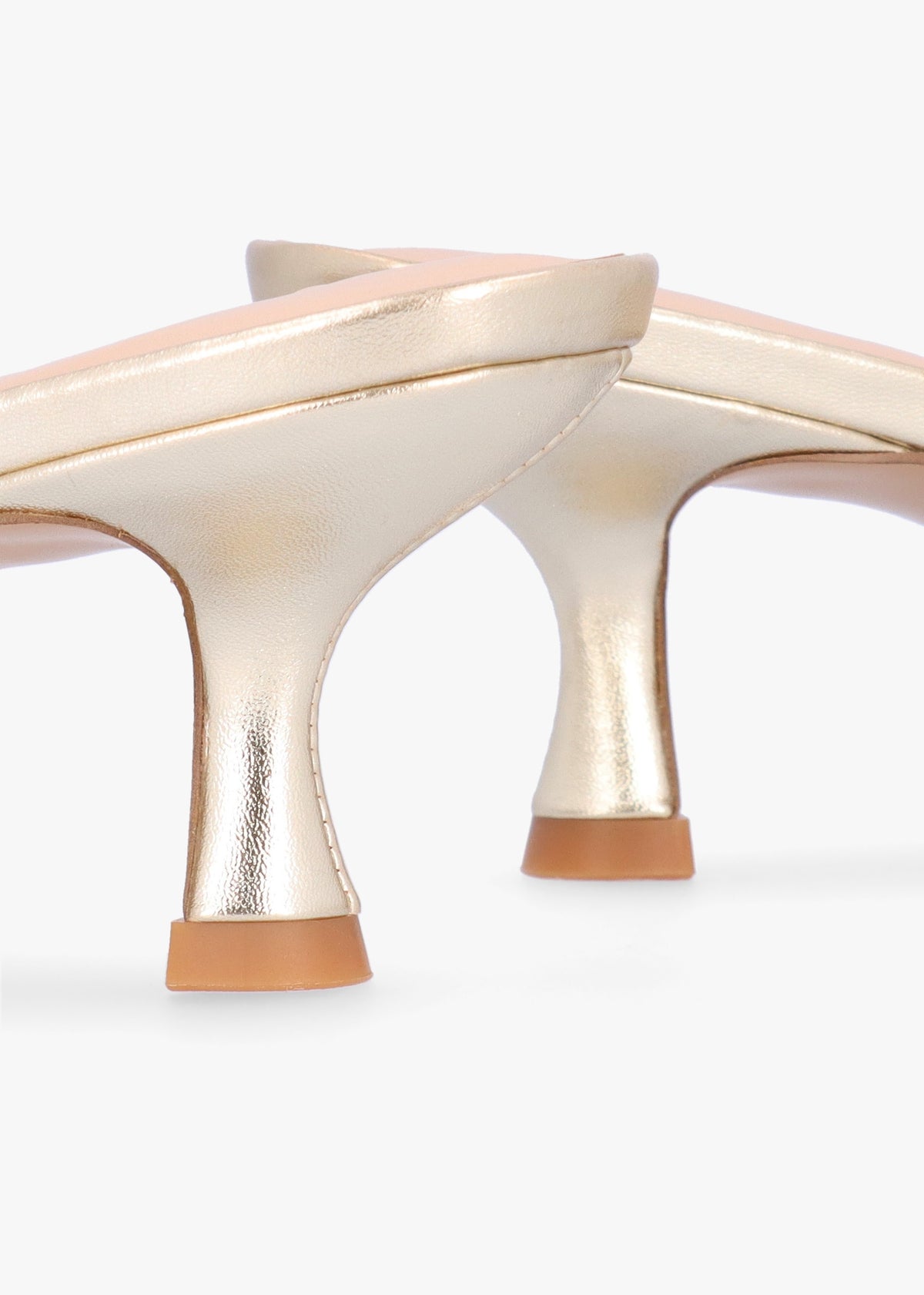 Eden Gold Leather Toe Post Kitten Heel Sandals