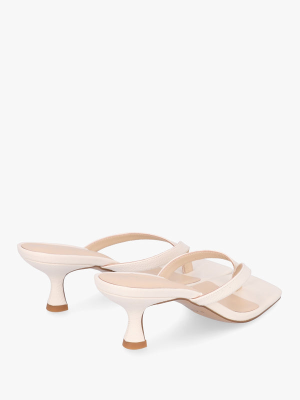 Eden Cream Leather Toe Post Kitten Heel Sandals