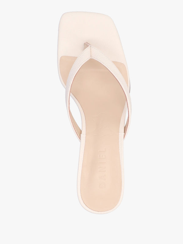 Eden Cream Leather Toe Post Kitten Heel Sandals
