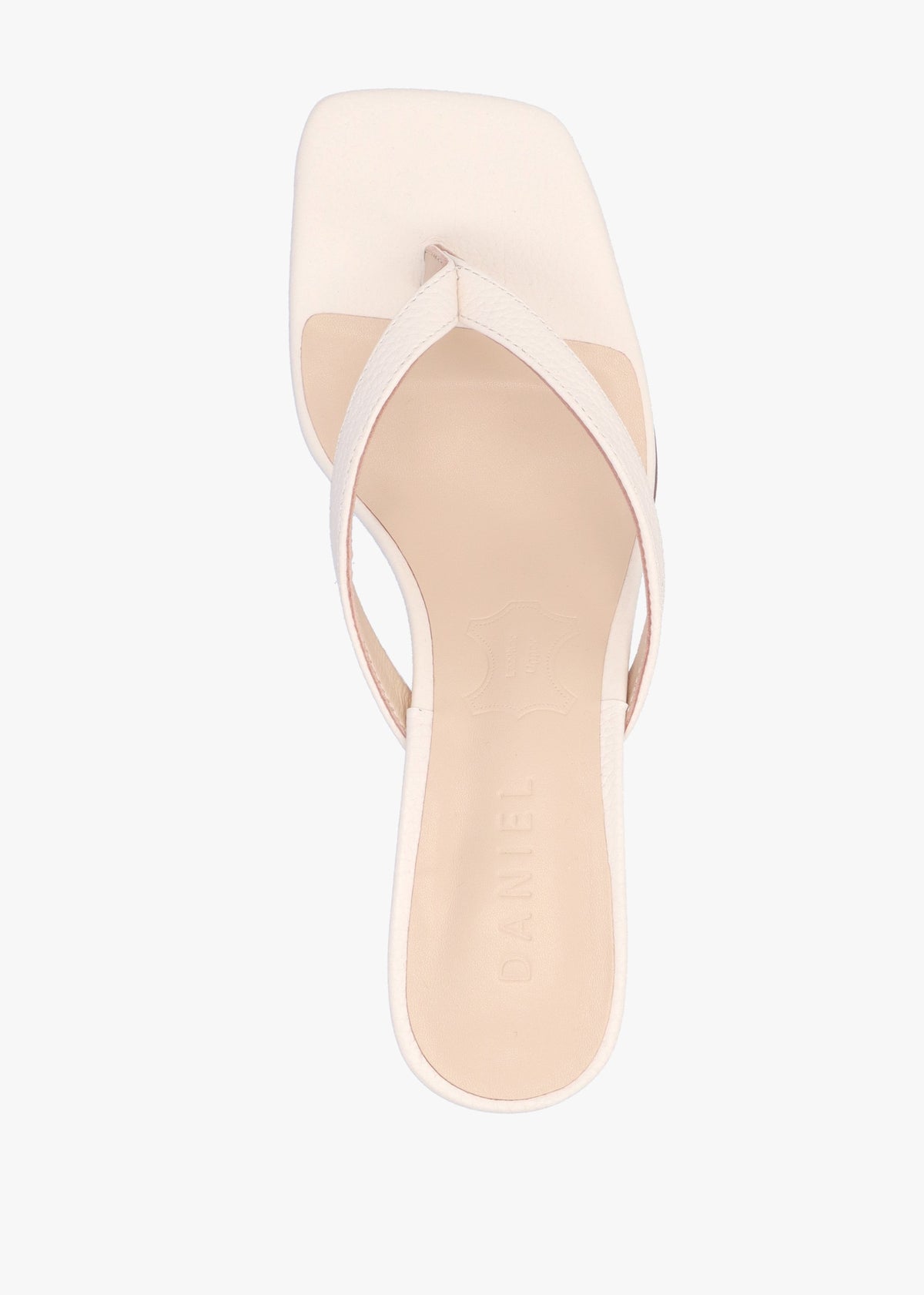 Eden Cream Leather Toe Post Kitten Heel Sandals