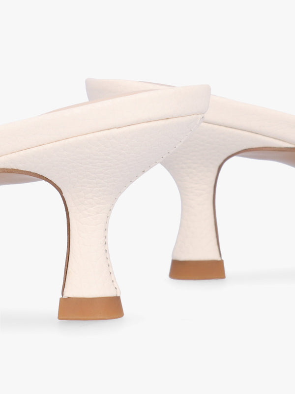 Eden Cream Leather Toe Post Kitten Heel Sandals