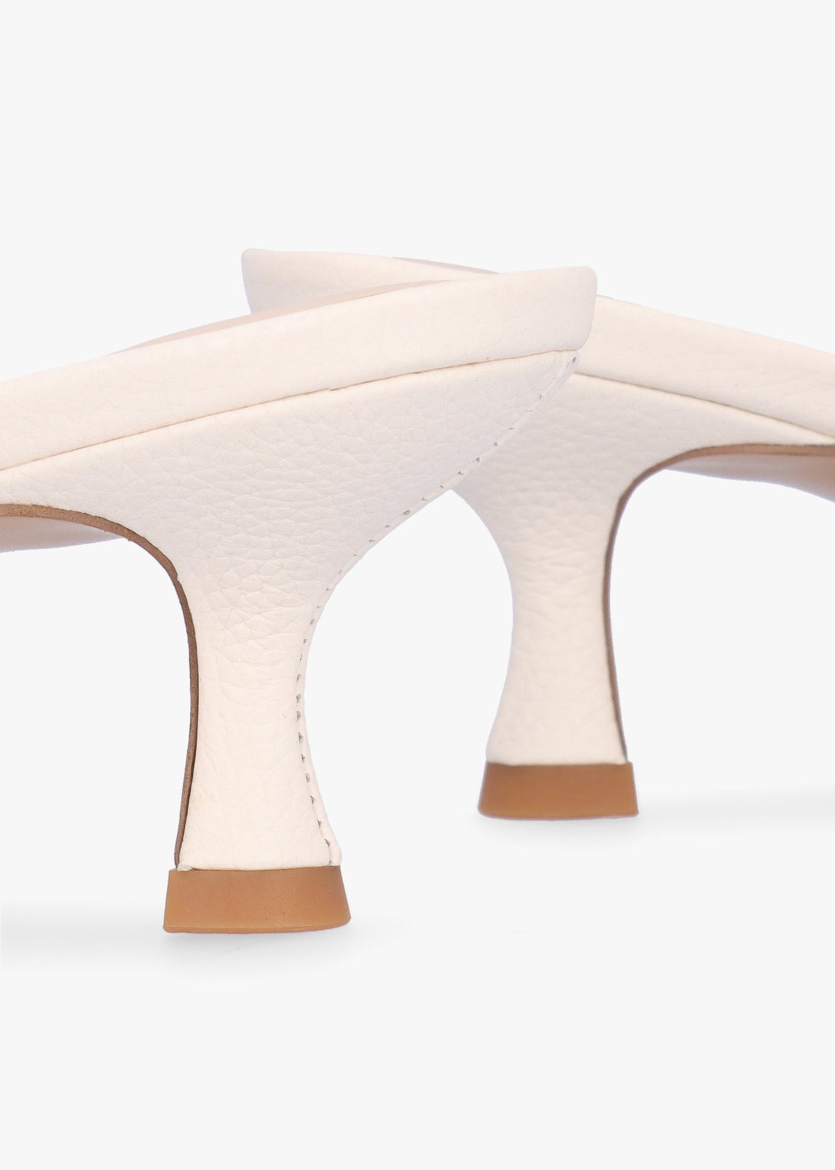 Eden Cream Leather Toe Post Kitten Heel Sandals