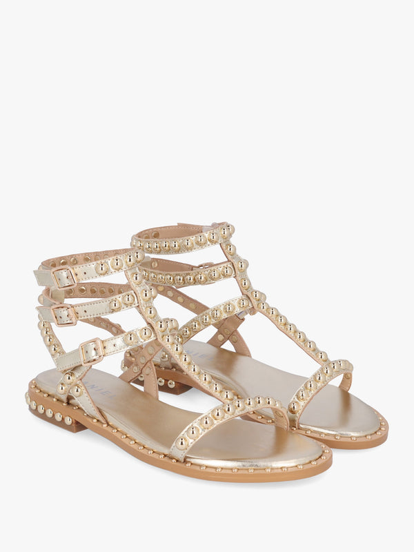 Eternal Gold Leather Studded Gladiator Sandals